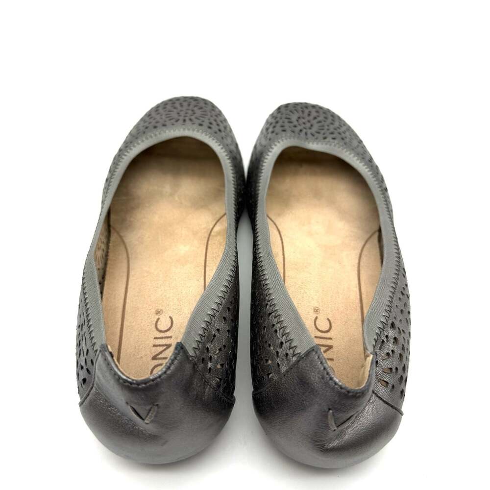 Vionic Robyn Pewter Metallic Perforated Flat 7 - Picture 8 of 12